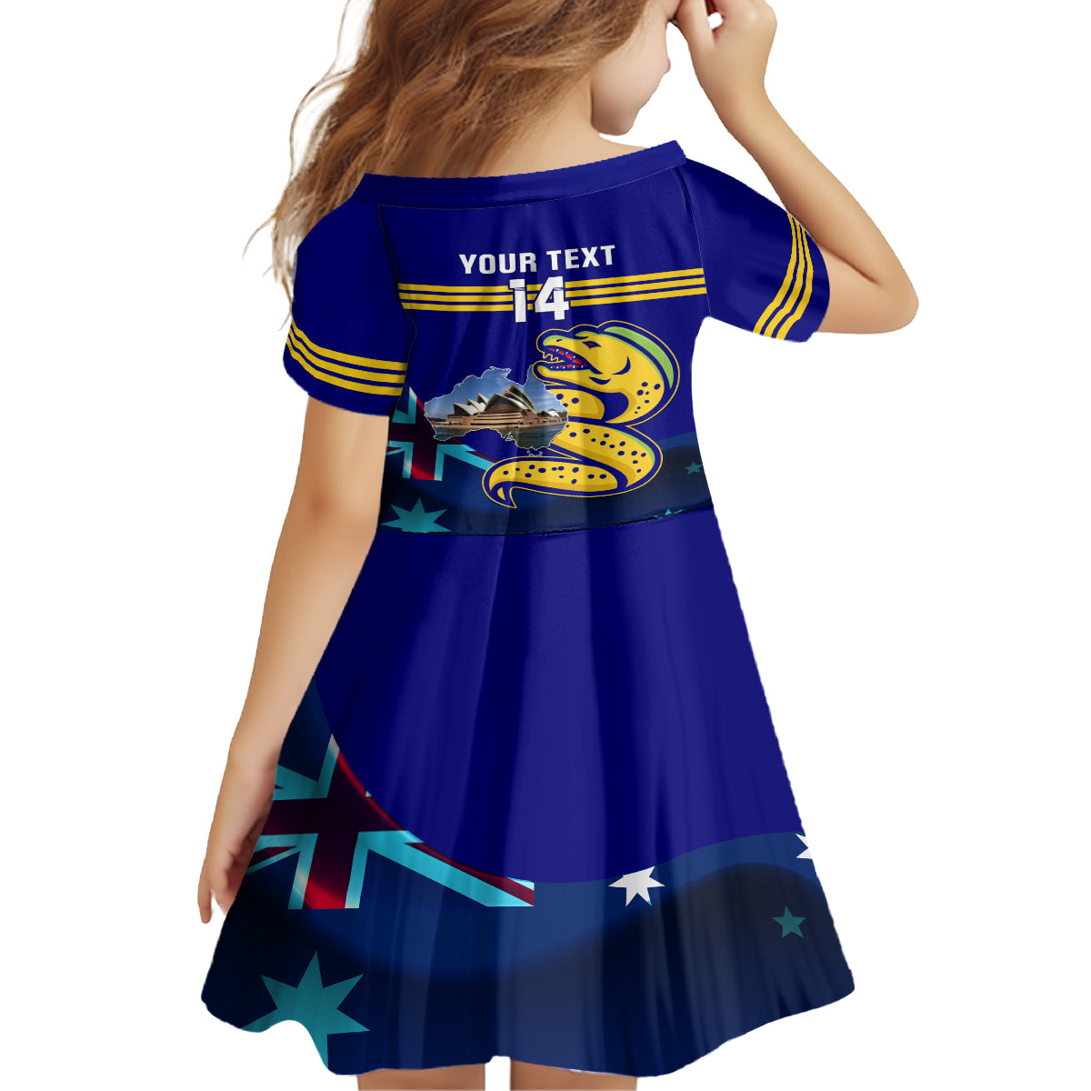 Custom Australia Day Eels Kid Short Sleeve Dress NRL 2024 Sydney Opera House With Map