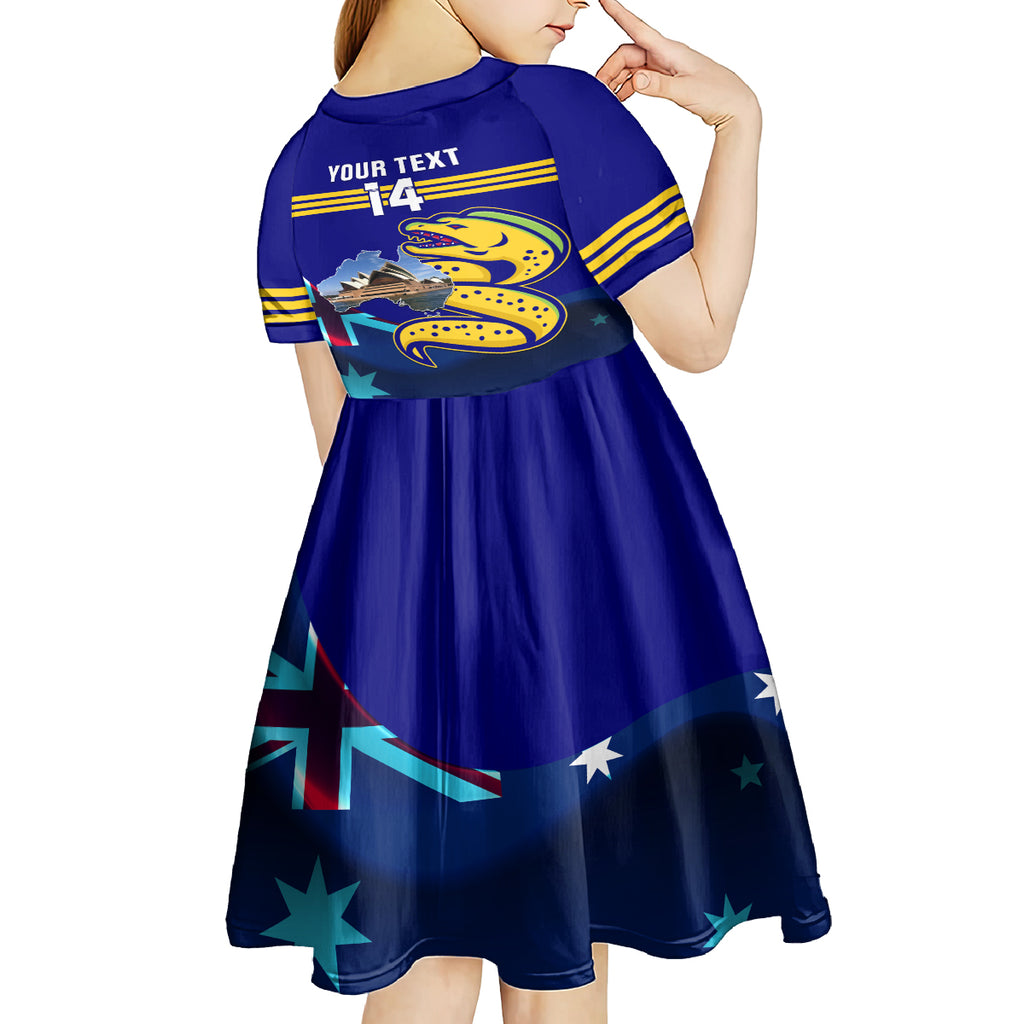 Custom Australia Day Eels Kid Short Sleeve Dress NRL 2024 Sydney Opera House With Map