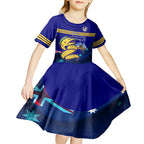Custom Australia Day Eels Kid Short Sleeve Dress NRL 2024 Sydney Opera House With Map