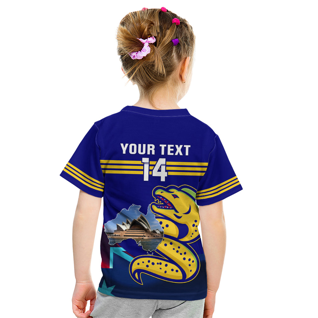 Custom Australia Day Eels Kid T Shirt NRL 2024 Sydney Opera House With Map