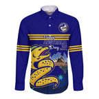 Custom Australia Day Eels Long Sleeve Button Shirt NRL 2024 Sydney Opera House With Map
