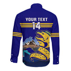 Custom Australia Day Eels Long Sleeve Button Shirt NRL 2024 Sydney Opera House With Map