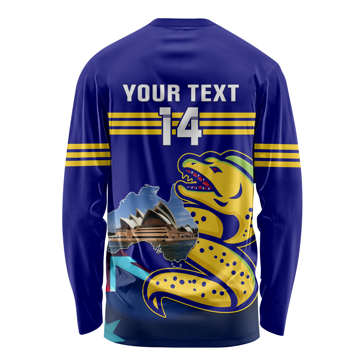 Custom Australia Day Eels Long Sleeve Shirt NRL 2024 Sydney Opera House With Map