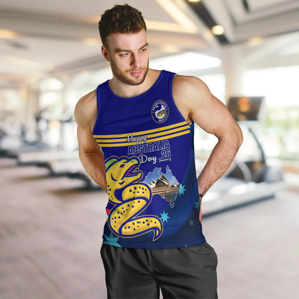 Custom Australia Day Eels Men Tank Top NRL 2024 Sydney Opera House With Map
