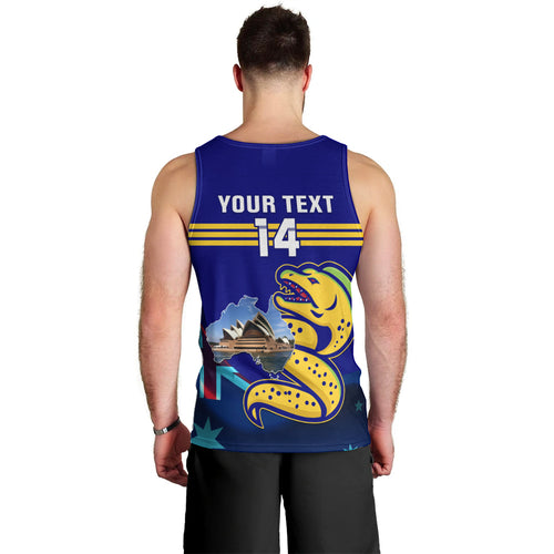 Custom Australia Day Eels Men Tank Top NRL 2024 Sydney Opera House With Map