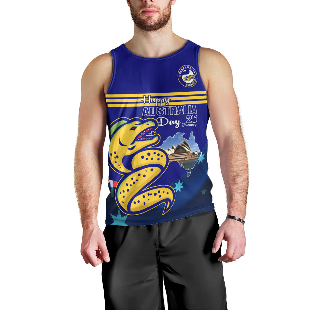 Custom Australia Day Eels Men Tank Top NRL 2024 Sydney Opera House With Map