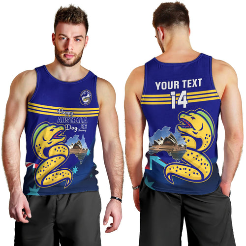 Custom Australia Day Eels Men Tank Top NRL 2024 Sydney Opera House With Map