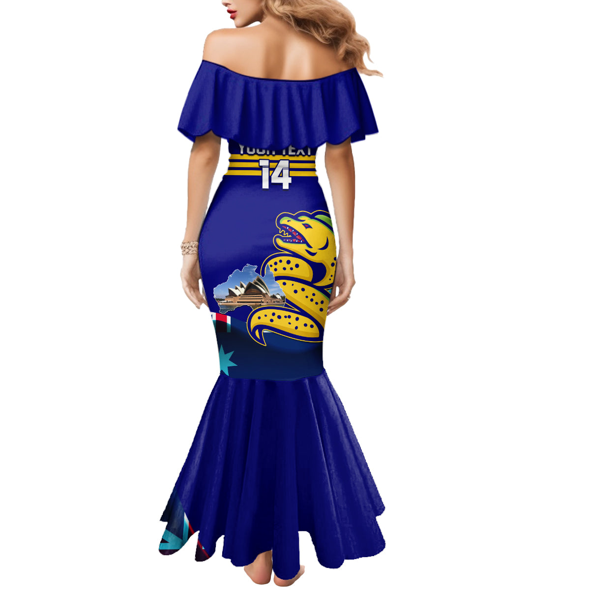 Custom Australia Day Eels Mermaid Dress NRL 2024 Sydney Opera House With Map