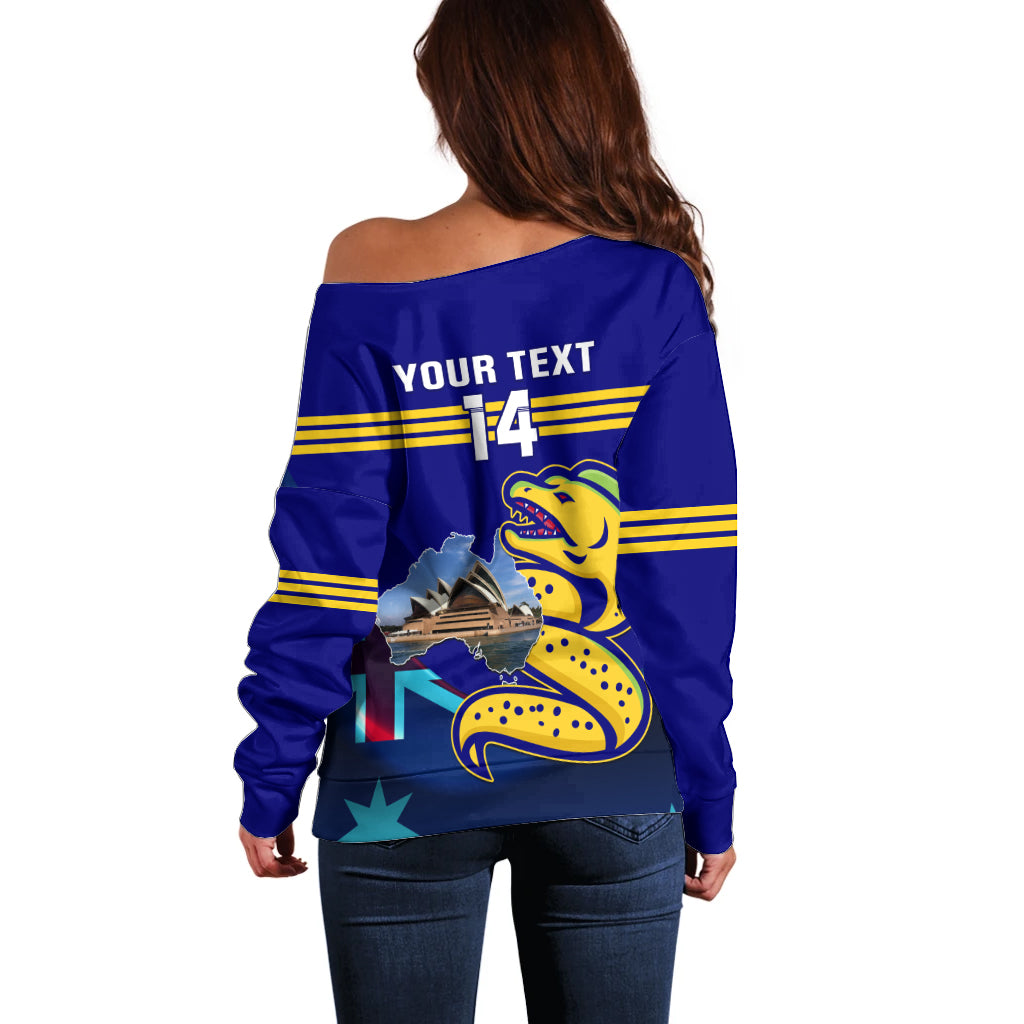 Custom Australia Day Eels Off Shoulder Sweater NRL 2024 Sydney Opera House With Map