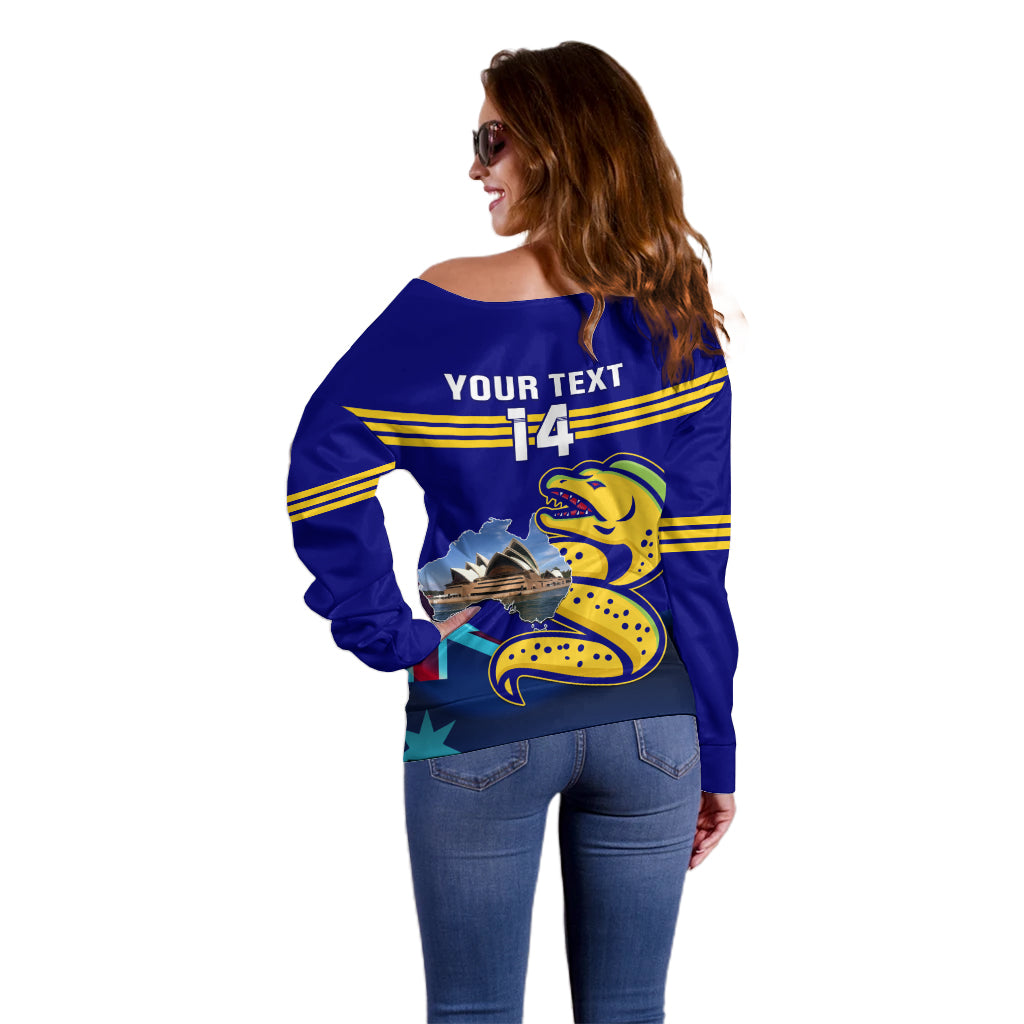 Custom Australia Day Eels Off Shoulder Sweater NRL 2024 Sydney Opera House With Map