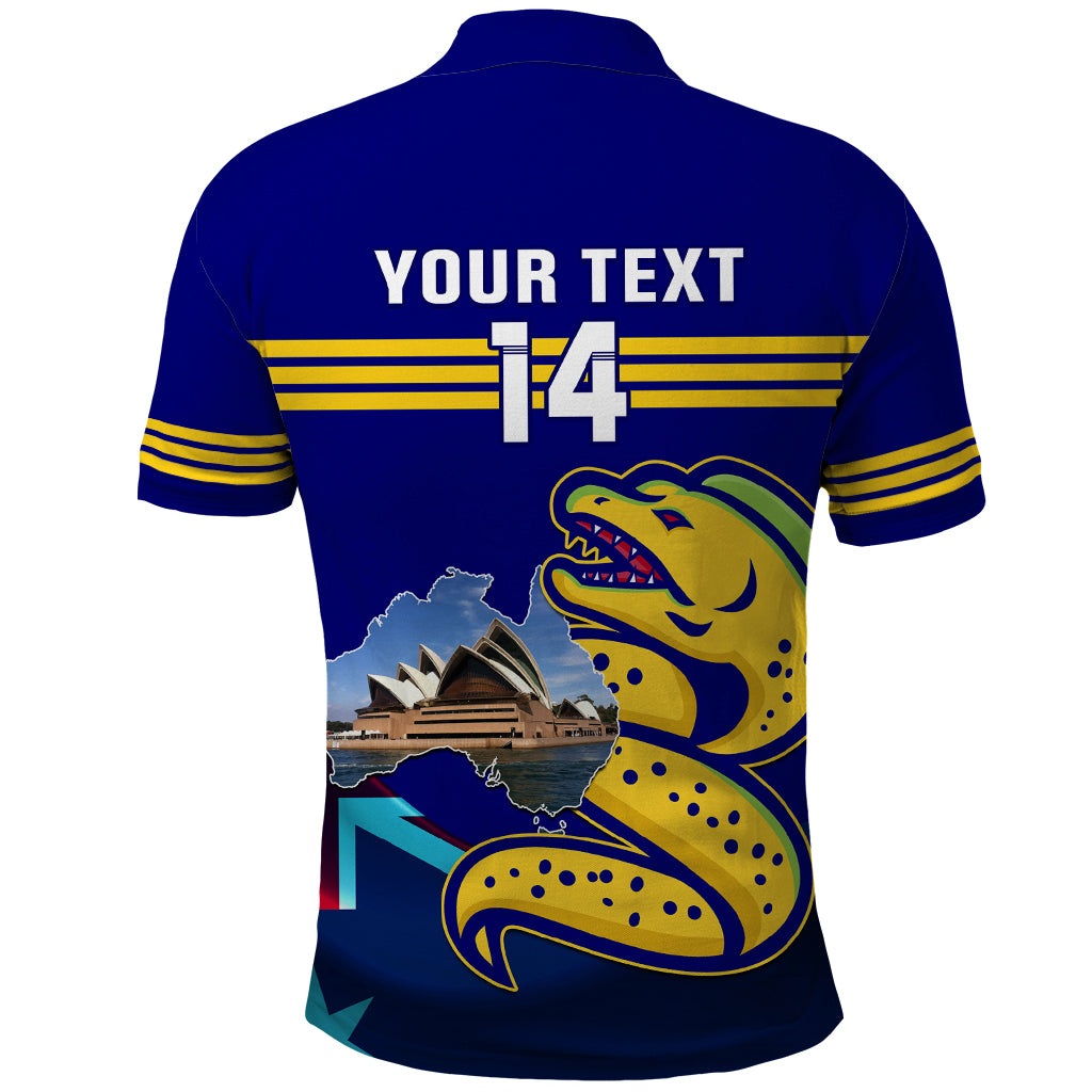 Custom Australia Day Eels Polo Shirt NRL 2024 Sydney Opera House With Map