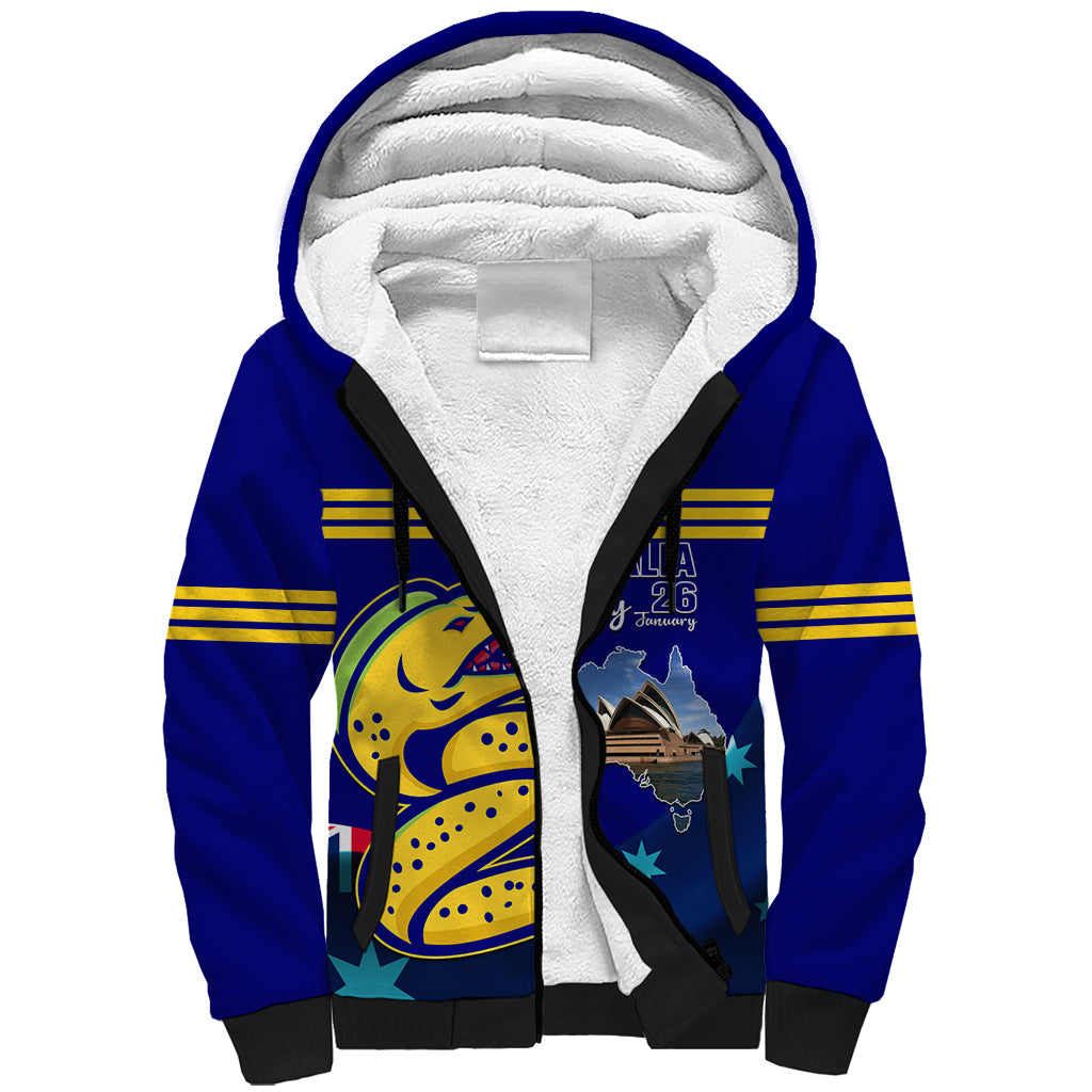 Custom Australia Day Eels Sherpa Hoodie NRL 2024 Sydney Opera House With Map