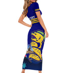 Custom Australia Day Eels Short Sleeve Bodycon Dress NRL 2024 Sydney Opera House With Map