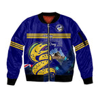 Custom Australia Day Eels Sleeve Zip Bomber Jacket NRL 2024 Sydney Opera House With Map