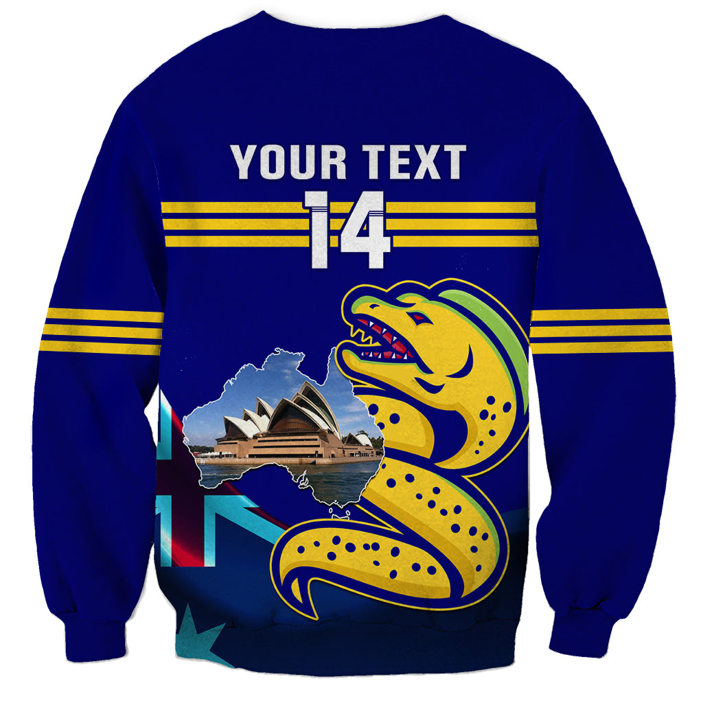 Custom Australia Day Eels Sweatshirt NRL 2024 Sydney Opera House With Map