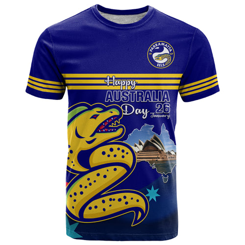 Custom Australia Day Eels T Shirt NRL 2024 Sydney Opera House With Map