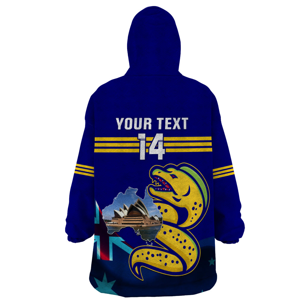 Custom Australia Day Eels Wearable Blanket Hoodie NRL 2024 Sydney Opera House With Map