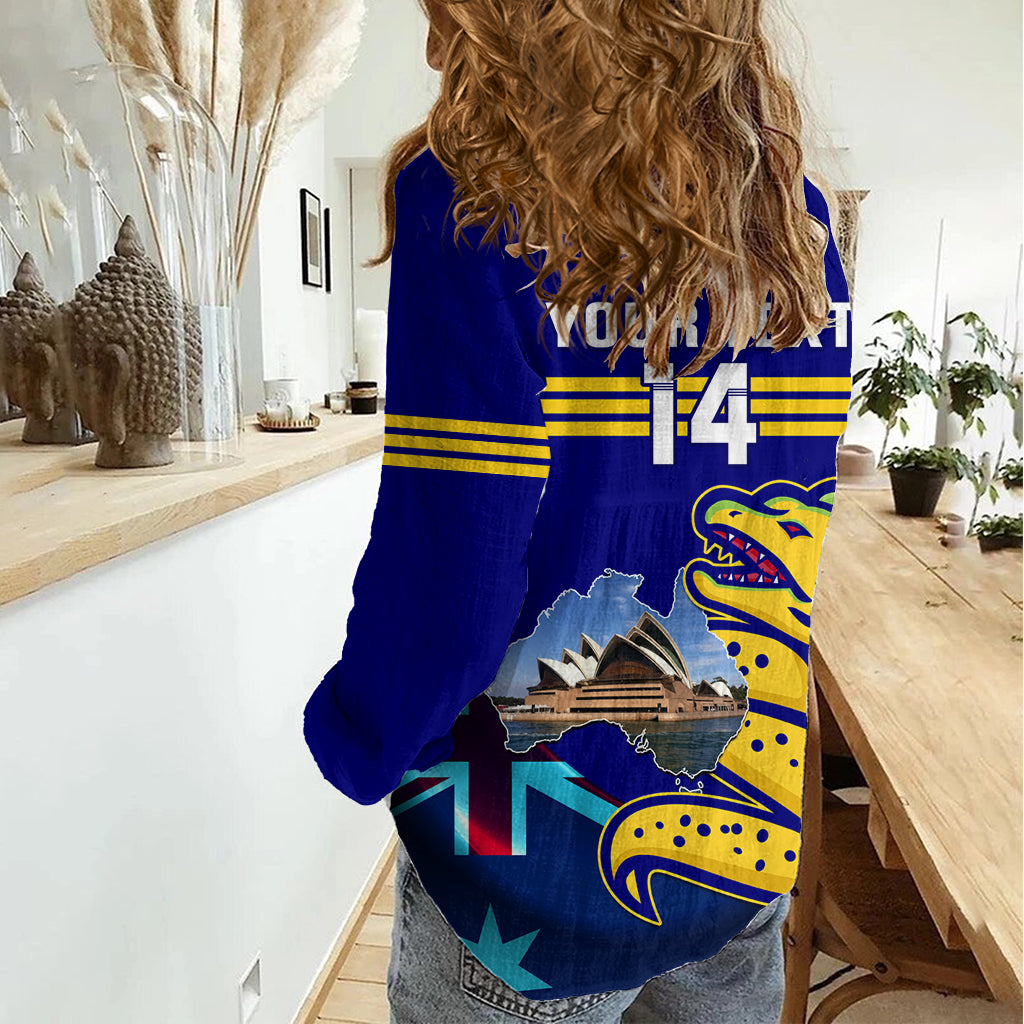 Custom Australia Day Eels Women Casual Shirt NRL 2024 Sydney Opera House With Map