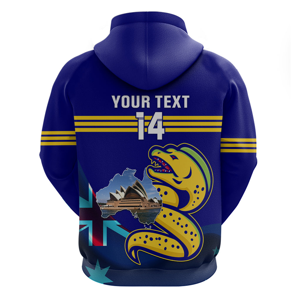 Custom Australia Day Eels Zip Hoodie NRL 2024 Sydney Opera House With Map
