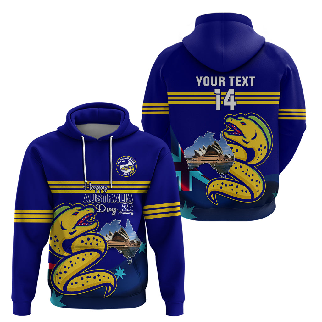 Custom Australia Day Eels Zip Hoodie NRL 2024 Sydney Opera House With Map