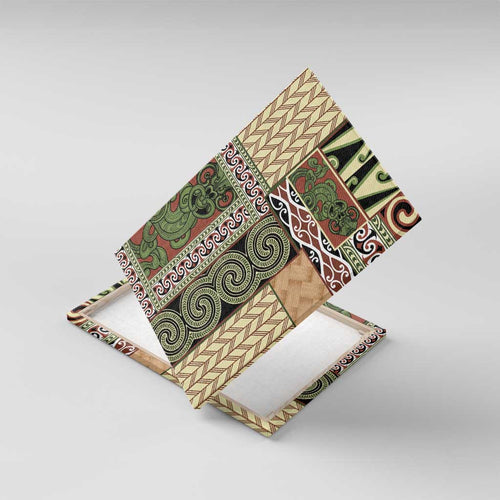 Beige Aotearoa Kowhaiwhai Pattern Canvas Wall Art NZ Maori Quilt Style