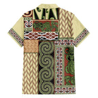 Beige Aotearoa Kowhaiwhai Pattern Family Matching Long Sleeve Bodycon Dress and Hawaiian Shirt NZ Maori Quilt Style