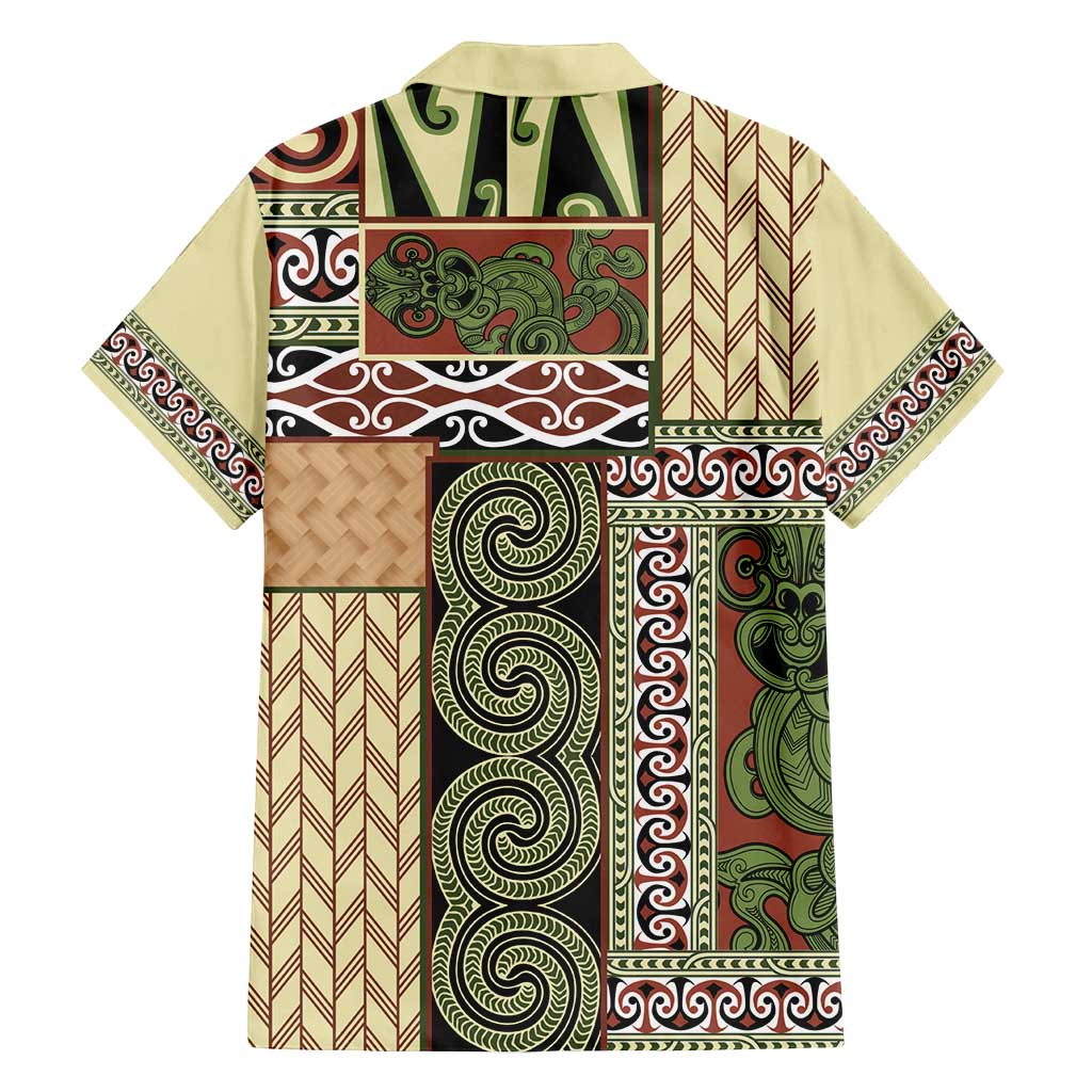 Beige Aotearoa Kowhaiwhai Pattern Family Matching Tank Maxi Dress and Hawaiian Shirt NZ Maori Quilt Style