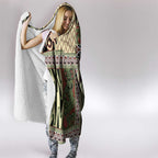 Beige Aotearoa Kowhaiwhai Pattern Hooded Blanket NZ Maori Quilt Style