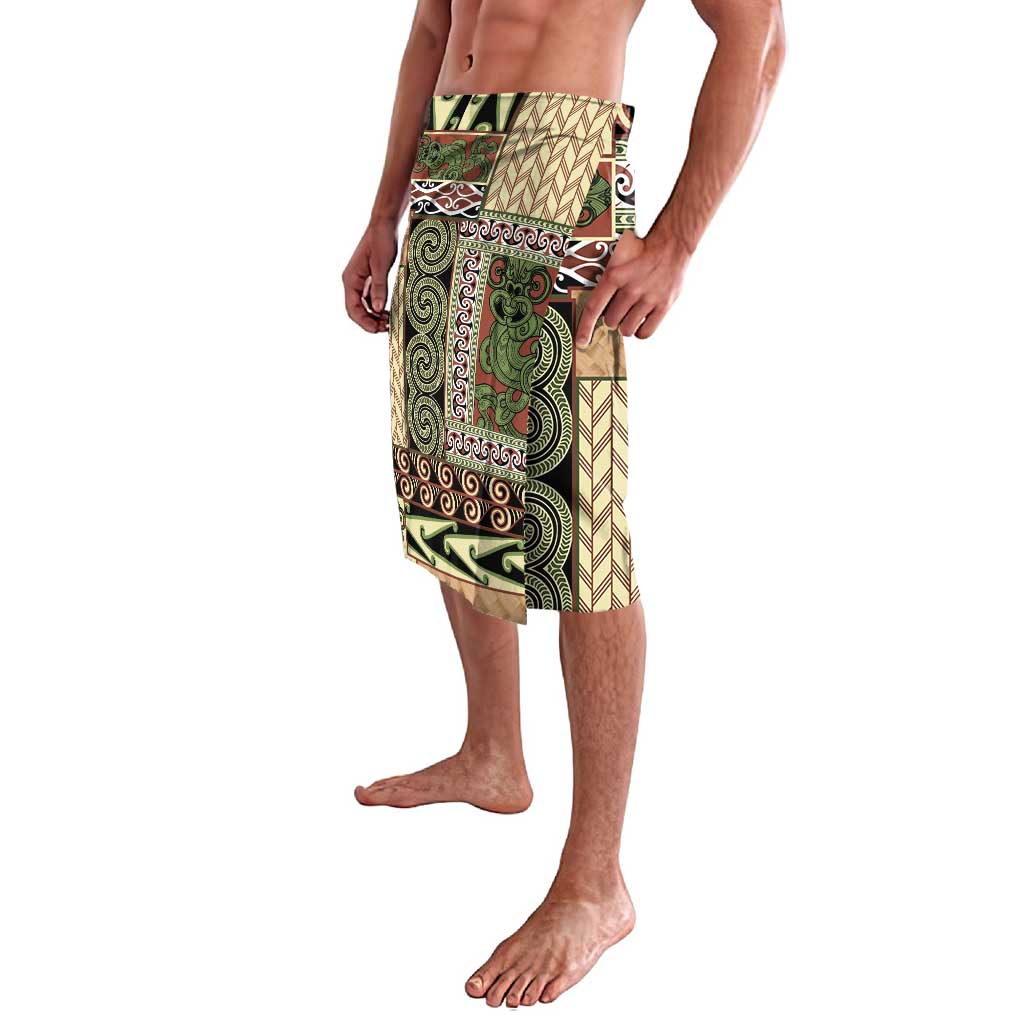 Beige Aotearoa Kowhaiwhai Pattern Lavalava NZ Maori Quilt Style