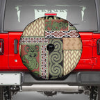 Beige Aotearoa Kowhaiwhai Pattern Spare Tire Cover NZ Maori Quilt Style