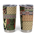 Beige Aotearoa Kowhaiwhai Pattern Tumbler Cup NZ Maori Quilt Style