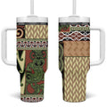 Beige Aotearoa Kowhaiwhai Pattern Tumbler With Handle NZ Maori Quilt Style