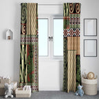 Beige Aotearoa Kowhaiwhai Pattern Window Curtain NZ Maori Quilt Style