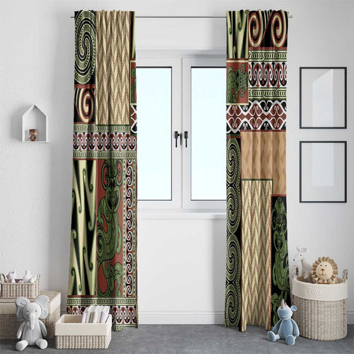 Beige Aotearoa Kowhaiwhai Pattern Window Curtain NZ Maori Quilt Style