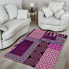 Pink Aotearoa Kowhaiwhai Pattern Area Rug NZ Maori Quilt Style
