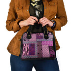 Pink Aotearoa Kowhaiwhai Pattern Shoulder Handbag NZ Maori Quilt Style