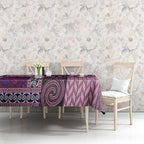 Pink Aotearoa Kowhaiwhai Pattern Tablecloth NZ Maori Quilt Style