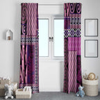 Pink Aotearoa Kowhaiwhai Pattern Window Curtain NZ Maori Quilt Style