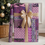 Pink Aotearoa Kowhaiwhai Pattern Wrapping Paper NZ Maori Quilt Style - Aussie Hoodie