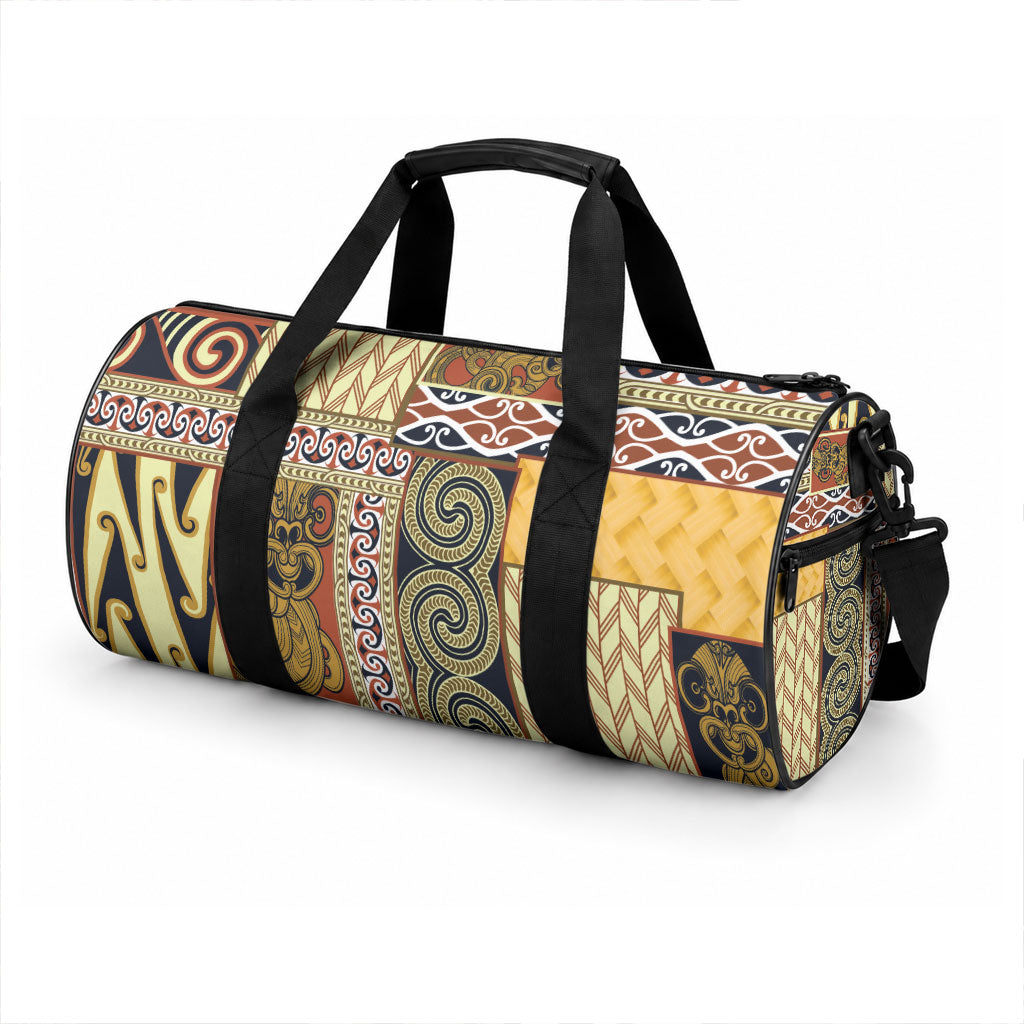 Yellow Aotearoa Kowhaiwhai Pattern Duffle Bag NZ Maori Quilt Style