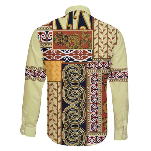 Yellow Aotearoa Kowhaiwhai Pattern Family Matching Short Sleeve Bodycon Dress and Hawaiian Shirt NZ Maori Quilt Style
