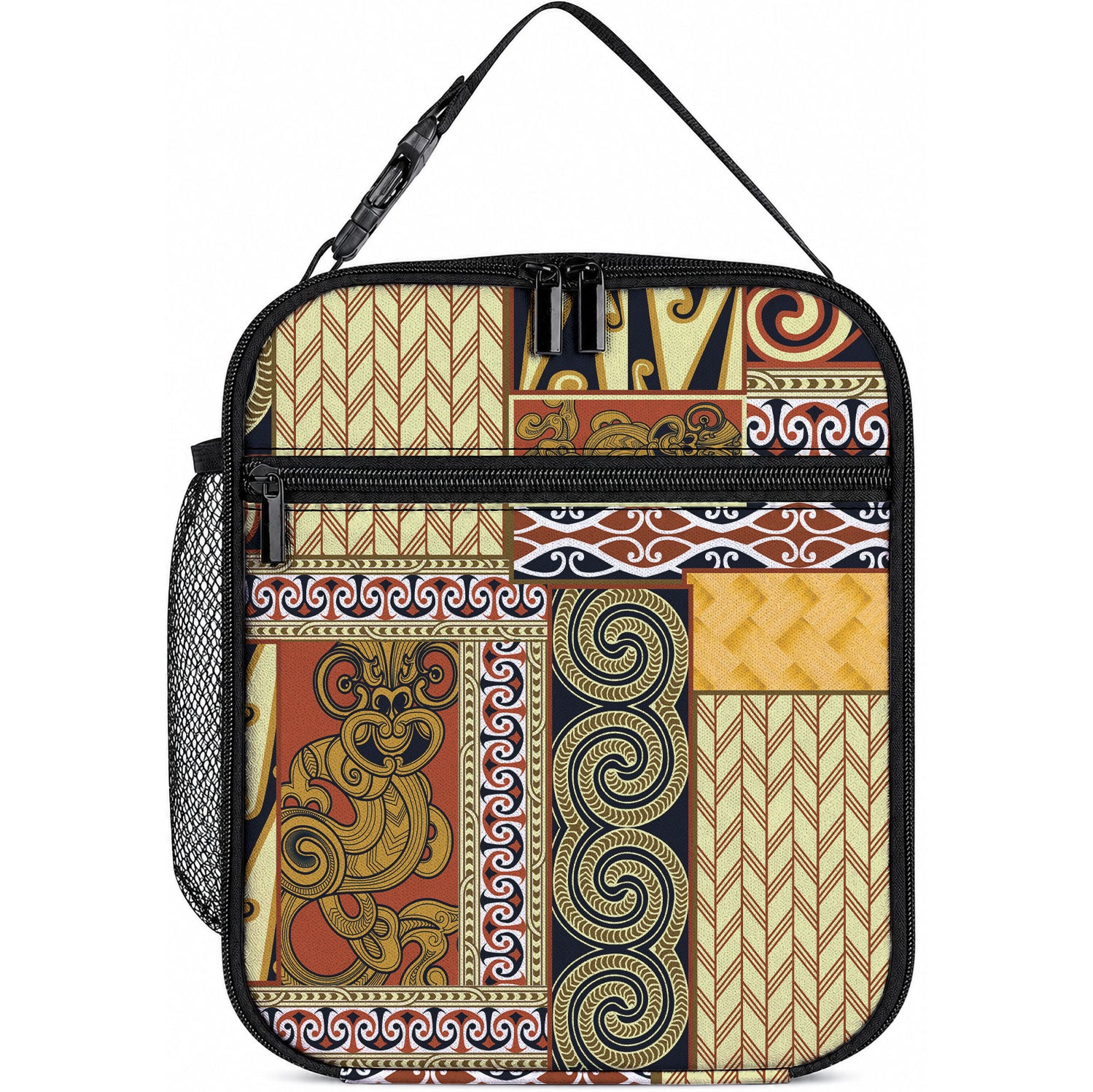 Yellow Aotearoa Kowhaiwhai Pattern Lunch Bag NZ Maori Quilt Style