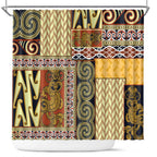 Yellow Aotearoa Kowhaiwhai Pattern Shower Curtain NZ Maori Quilt Style