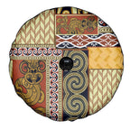 Yellow Aotearoa Kowhaiwhai Pattern Spare Tire Cover NZ Maori Quilt Style