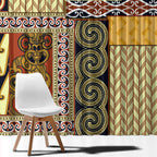 Yellow Aotearoa Kowhaiwhai Pattern Window Curtain NZ Maori Quilt Style