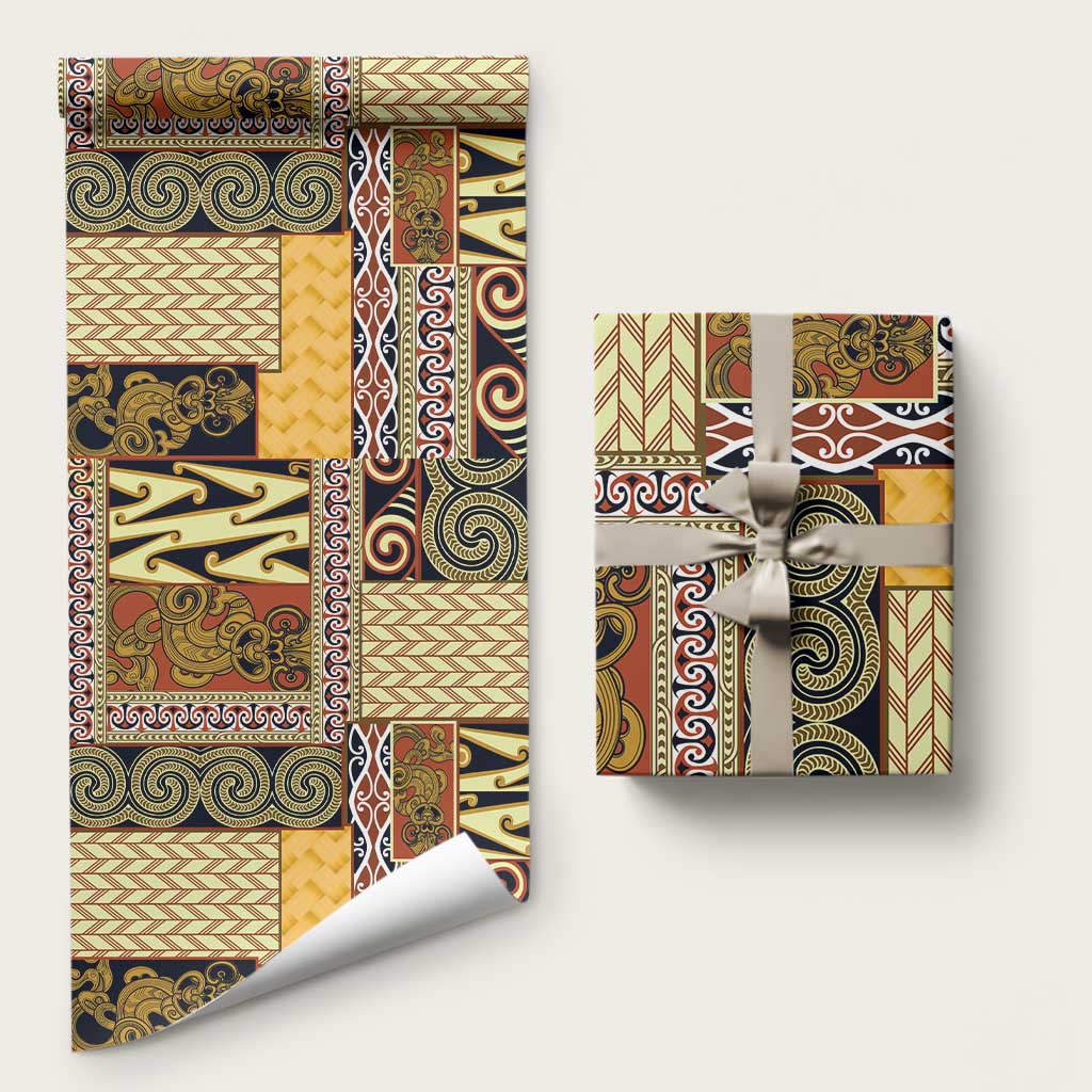 Yellow Aotearoa Kowhaiwhai Pattern Wrapping Paper NZ Maori Quilt Style - Aussie Hoodie