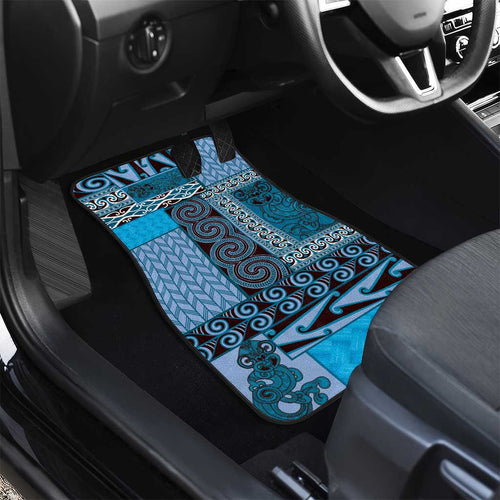 Blue Aotearoa Kowhaiwhai Pattern Car Mats NZ Maori Quilt Style