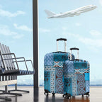 Blue Aotearoa Kowhaiwhai Pattern Luggage Cover NZ Maori Quilt Style