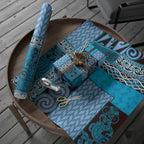 Blue Aotearoa Kowhaiwhai Pattern Wrapping Paper NZ Maori Quilt Style - Aussie Hoodie