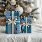Blue Aotearoa Kowhaiwhai Pattern Wrapping Paper NZ Maori Quilt Style - Aussie Hoodie